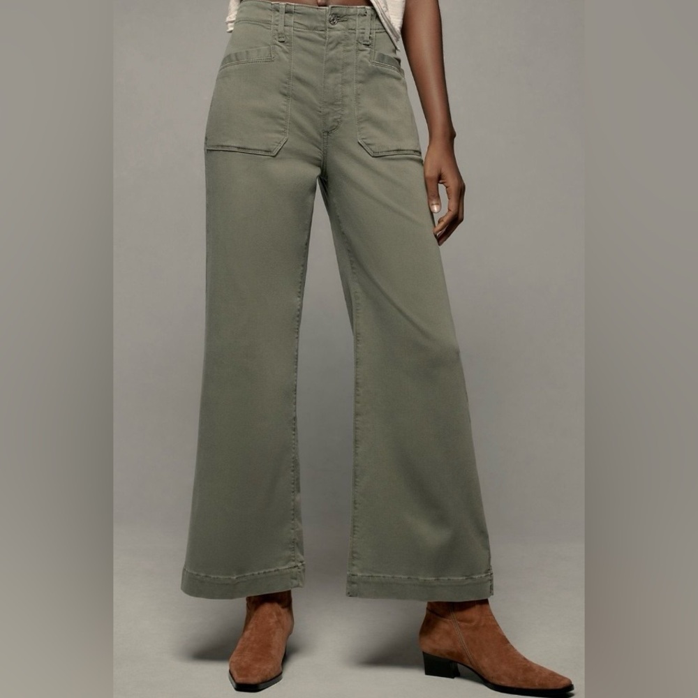 Paige Anessa High Rise Wide Leg Welt Utility Pocket Cropped Jeans Size 28 EUC - Picture 9 of 14